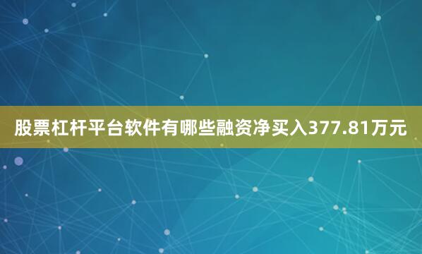 股票杠杆平台软件有哪些融资净买入377.81万元
